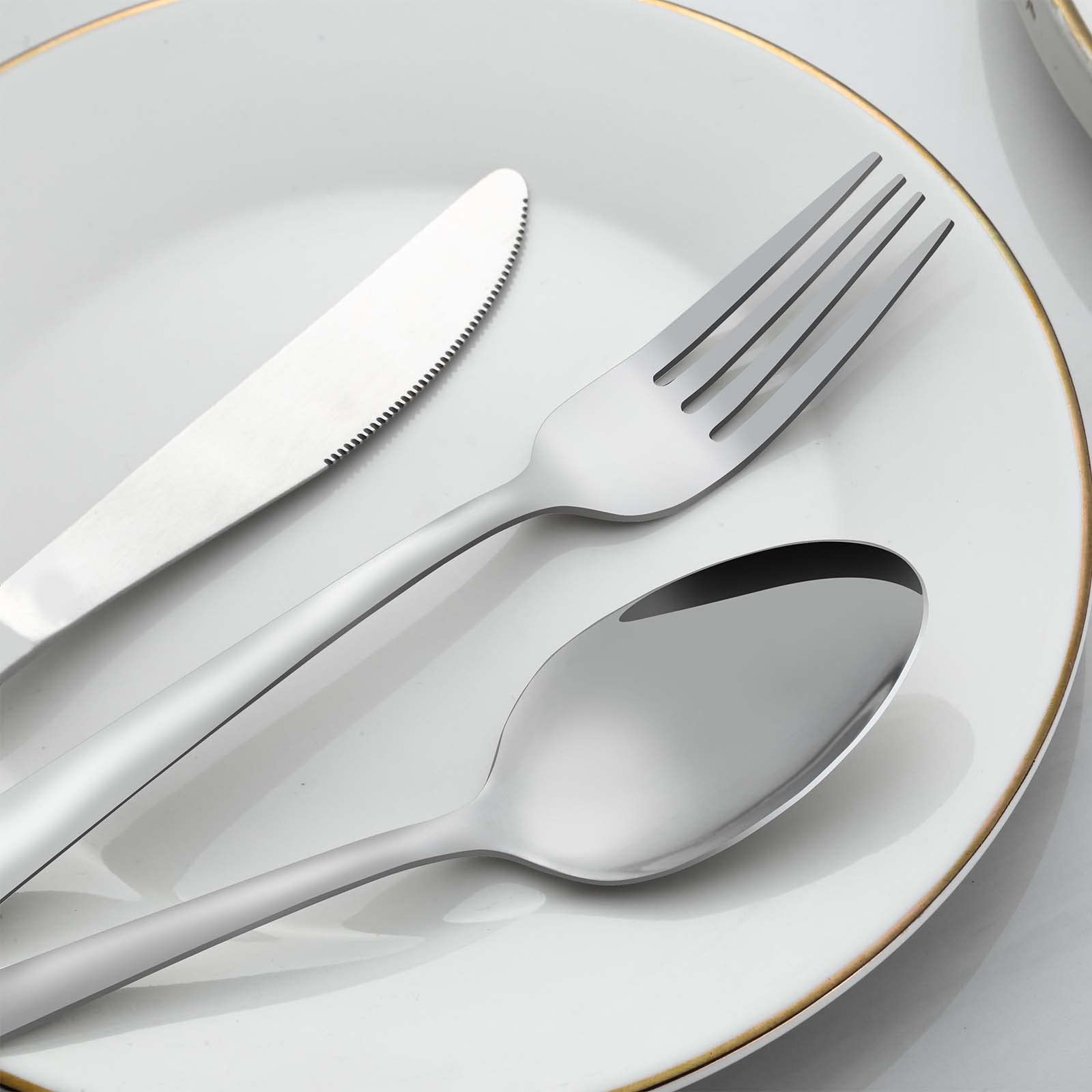 Gymdin 24 Pieces Spoons And Forks Set, Food Grade Stainless Steel Flatware Cutlery Set, Silverware Forks And Tablespoon For Home